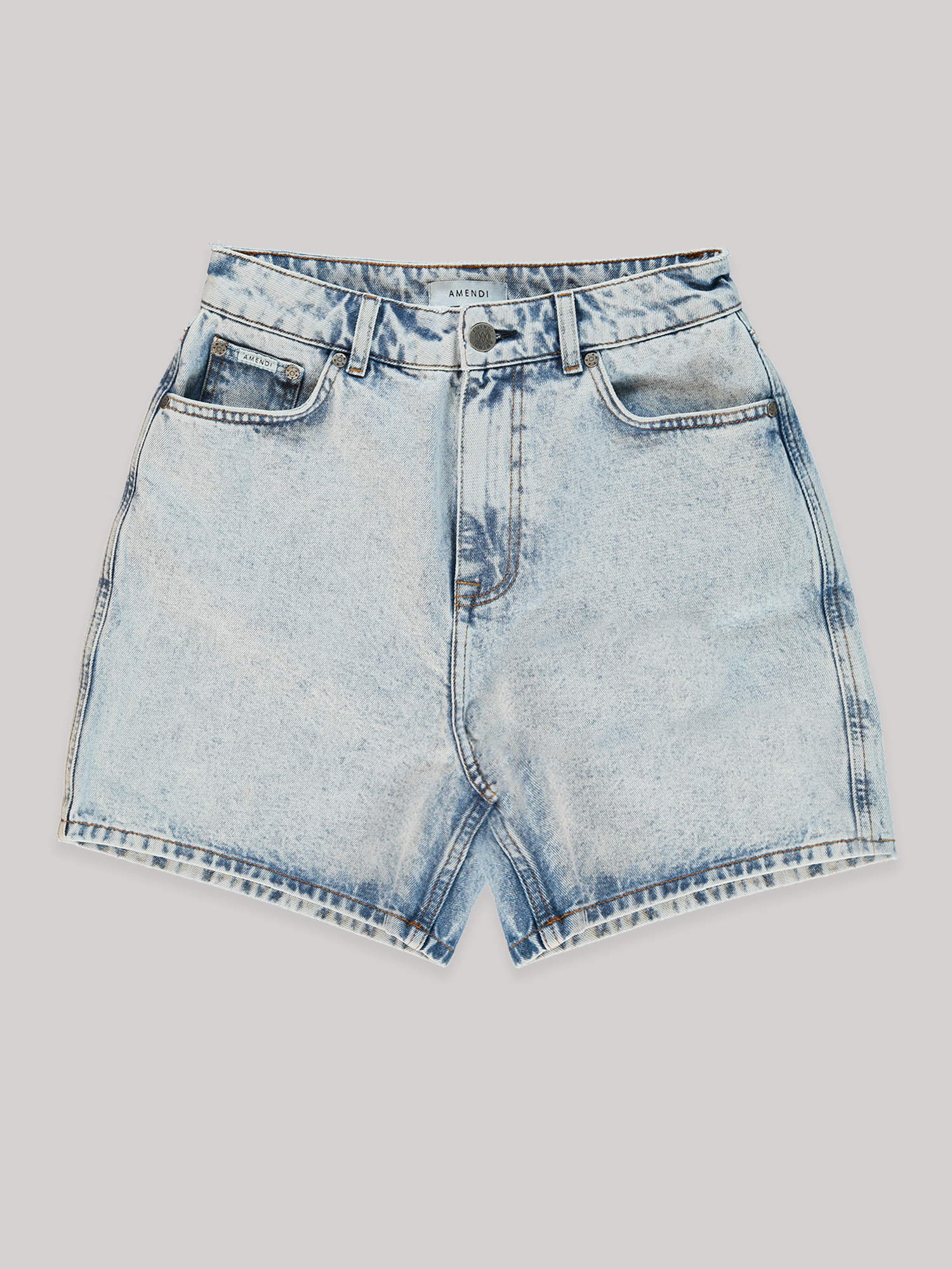 Shop Amendi Sylvia Denim Shorts In Arctic Ice