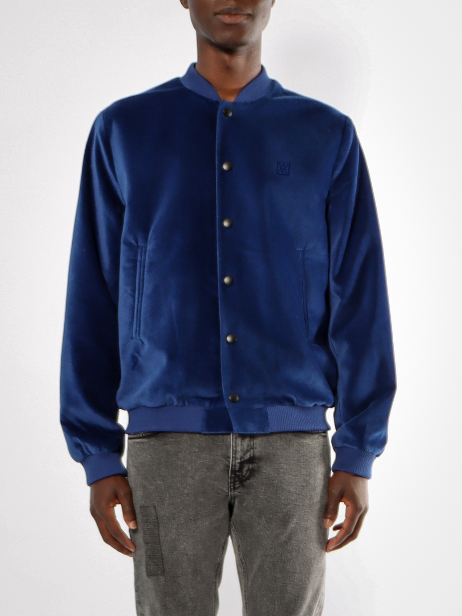 Amendi Harald Velvet Jacket In Dark Blue